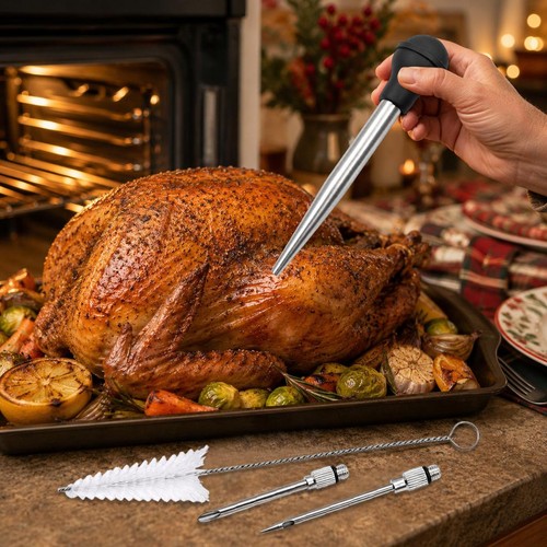 Stainless steel turkey baster - steel,