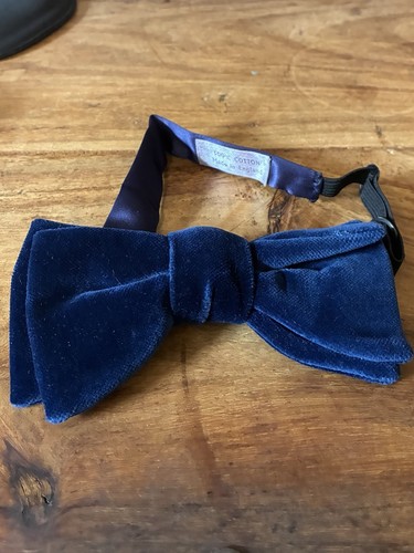 Vintage velvet bow tie - velvet, navy