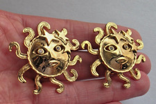 Butler & Wilson Rare Large Earrings Clip-on Sun Schiaparelli Style Stamped Boxed