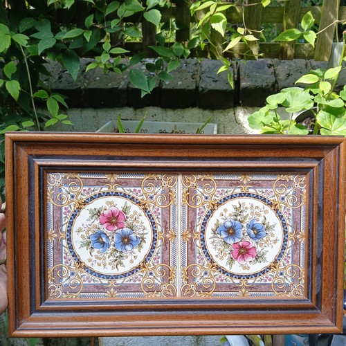 Vintage floral tile serving - vintage,
