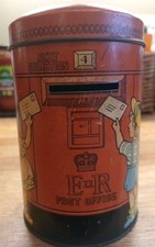 Great Vintage Post Box Money Box Tin Metal Trebor Toffee 1980s Piggy Bank Retro