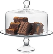 Glass cake stand with domed