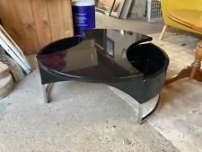 Unusual Black & Chrome Round Coffee Table with Storage 78cm diameter x 33cm high