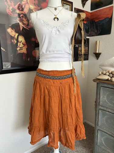 Bohemian tiered midi - midi, skirt