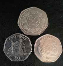 Gibraltar 50p coins - gibraltar, x3