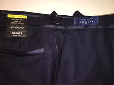 M&S AUTOGRAPH ANGELICO  Navy Textured Tailored Fit PIPED Wool Trousers