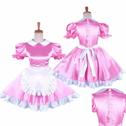 Girl maid sissy pink satin - pink,