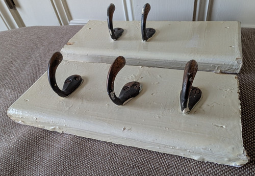 Vintage brass coat hooks - vintage, on