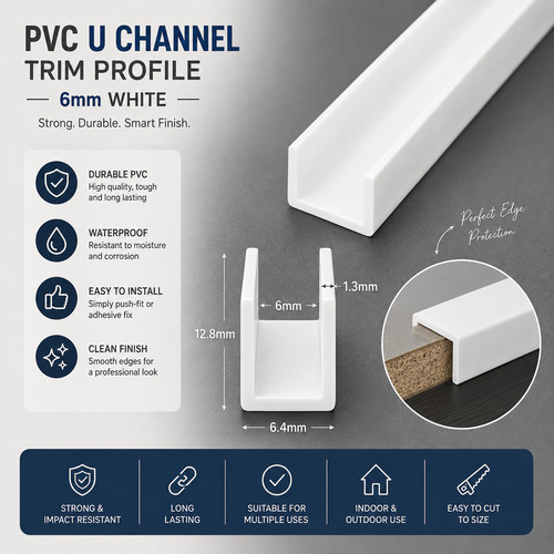 Pvc channel trim white - pvc, 1m