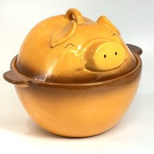 Vintage LTD Commodities Ceramic Pig in a Pot Roaster Covered Dutch Oven 11"
