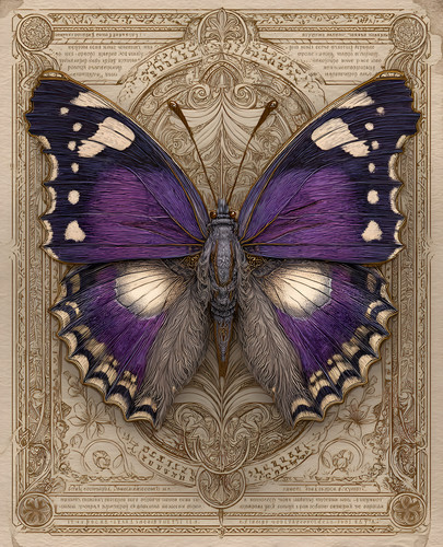 Violet butterfly specimen - butterfly, on