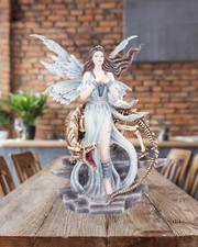 Beautiful Fairy with Dragon Figurine Gothic Faerie Ornament New & Boxed 27.5cm