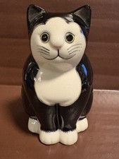 Quail Ceramics Simon Black & White Cat Figurine - Tuxedo Cat - 6” Tall
