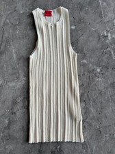 Hugo Boss Slim-fit sleeveless top with irregular ribbed structure white S