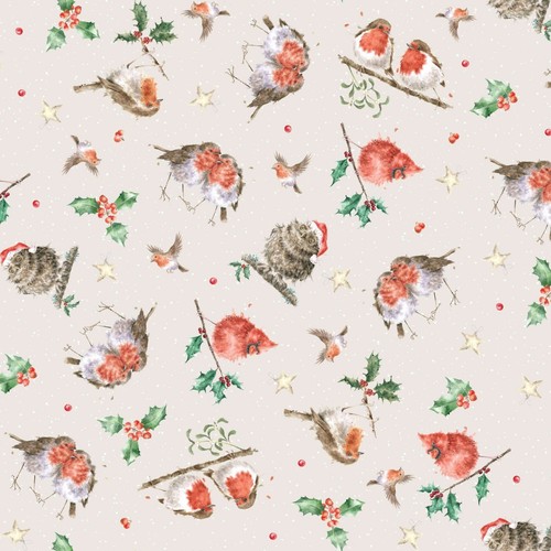 Christmas robin fabric - christmas,