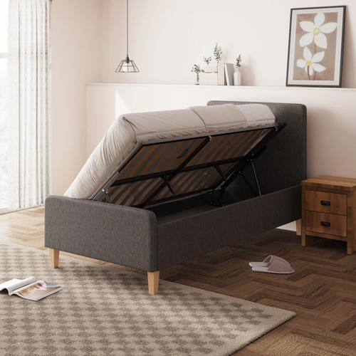Single fabric ottoman bed side - single,