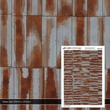 RUST CORRUGATED IRON SHEETS PACK OF 5 FOR OO GAUGE & 1:76 MODEL RAILWAY-TX012-OO