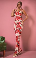 PLT nude floral maxi dress, size 8