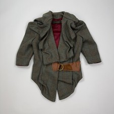 LISA JAYNE DANN DESIGNER TWEED AVANT-GARDE GREEN CHECK WOOL JACKET SIZE XS