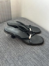 Gucci Black Leather Mule Kitten Heels 39 UK 6 Mules Strappy