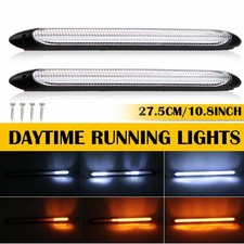 ×2 9.LED White/Amber DRL Car Daytime Light Strip Headlight Bumper Fog Light Bar