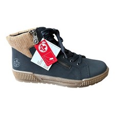 BNWT RIEKER Side Zip Ankle Boots Women UK 6 EU 39 Blue Fur Lined N0709 Trainer