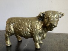 Antique Heavy 3.8kg Brass Herefordshire Bull Figure Ornament Barn Salvage c1900s