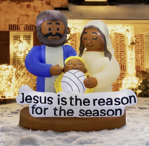 Black santa inflatable - santa,