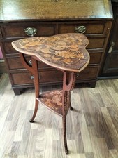 A Very Attractive Art's N Crafts Poker work Leaf Shaped Occasional Tripod Table