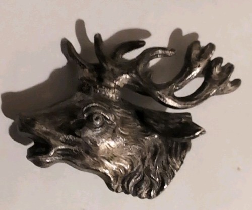 Vintage metal stags head badge - vintage,