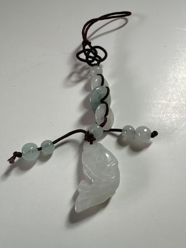Ice jadeite fish pendant - ice,