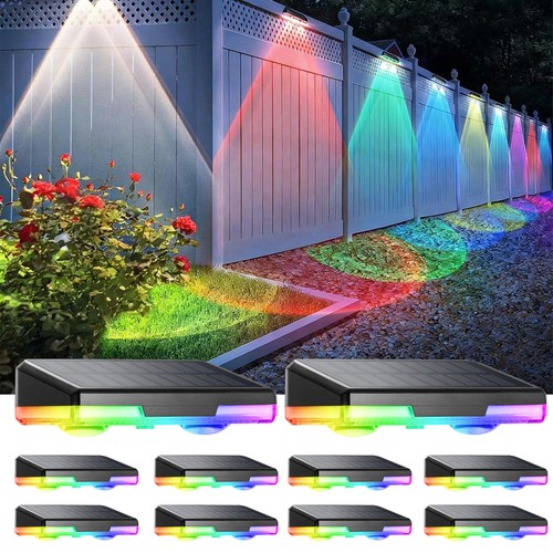 Led solar fence lights rgb - solar,