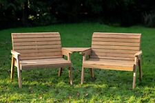 Handmade Wooden Outdoor Bench Set (Angled, Place on Tray)