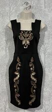 LIPSY LONDON Black Sequin Bodycon Mini Dress (Size UK 8) VGC