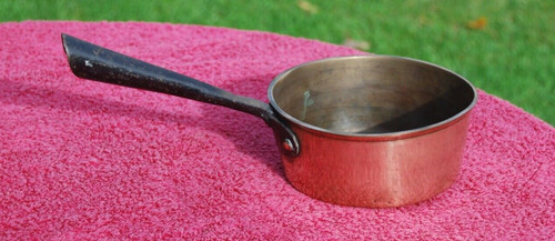 Brass saucepan with wrought