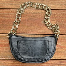 Zara Black Croc Shoulder Bag