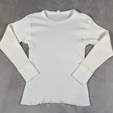 Vintage 80s Fruit of the Loom Thermal Shirt Long Sleeve Waffle Knit White Large