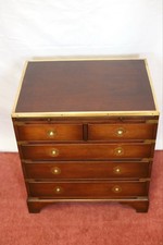 Lovely Mahogany And Brass Military Campaign Style Small Chest Of Drawers
