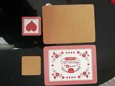 Set of 2 Love Heart Spots Shabby Chic Placemats and Coasters X'mas Gift Dinning