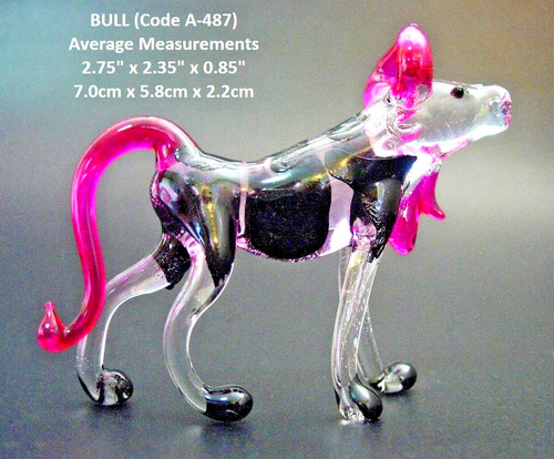 Small blown glass cow figurine - glass,