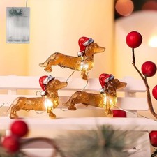 1/2/3M Mini Dachshund Shaped LED Lights Sausage Dog Gifts Christmas Tree Decor