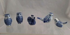 Joblot Early Delft Ceramic Blue and White Birds Animals x 5