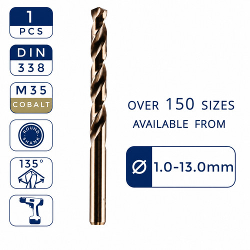 Hss gold cobalt jobber drill - hss,