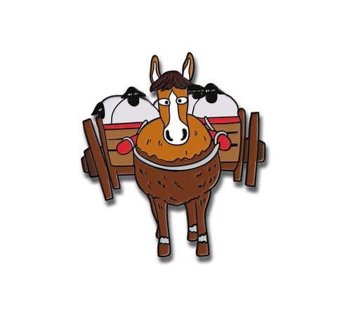 Enamel pin donkey cart - pin, by
