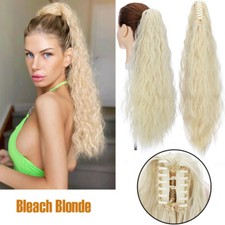 24" Claw Clip in Ponytail Extensions Long Wavy Pony Tail Hair Extensions Natural