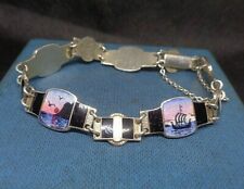 Norwegian Sterling Silver Scenic Enamel Bracelet  -  O.F. Hjortdahl  Norway