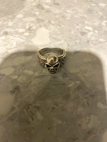 Silver skull ring - silver,