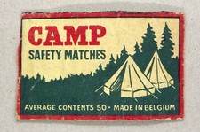 Matchbox label Made in Belgium Camp Safety Matches av contents 50 MN863