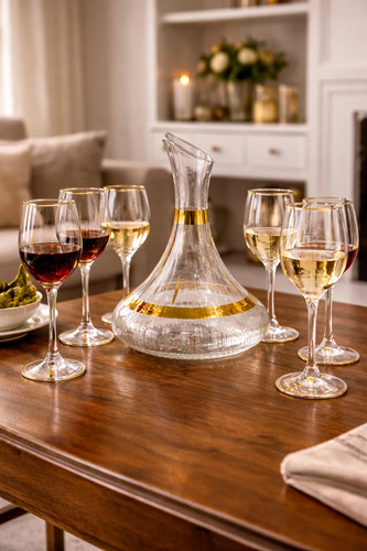 7pc glass jug set gold - glass,