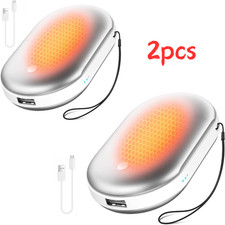 2 Pack Rechargeable Hand Warmers USB Power Bank Electric Pocket Heater Warmer UK